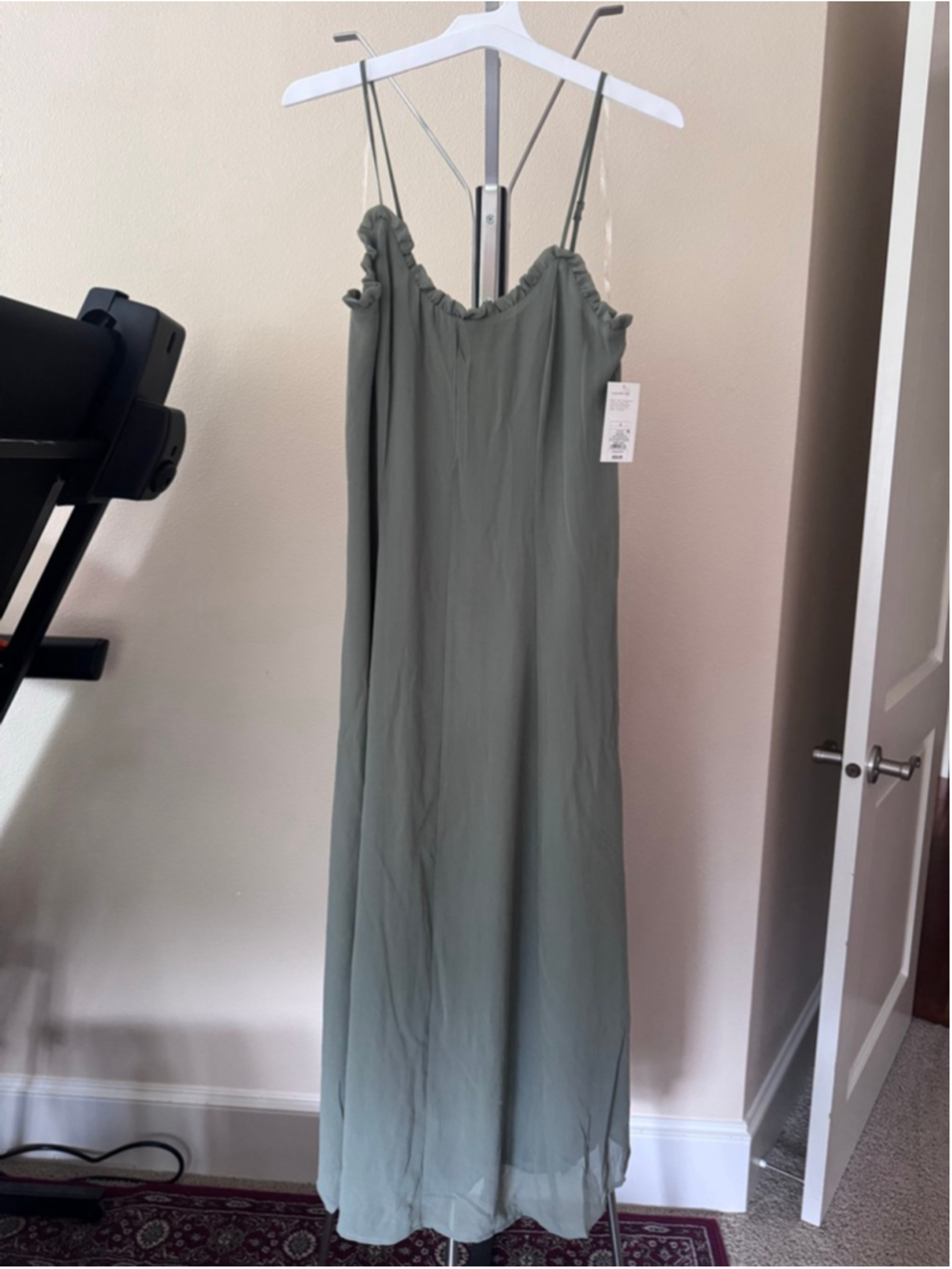 A New Day Women's Green Ruffle Strap Maxi Dress Large